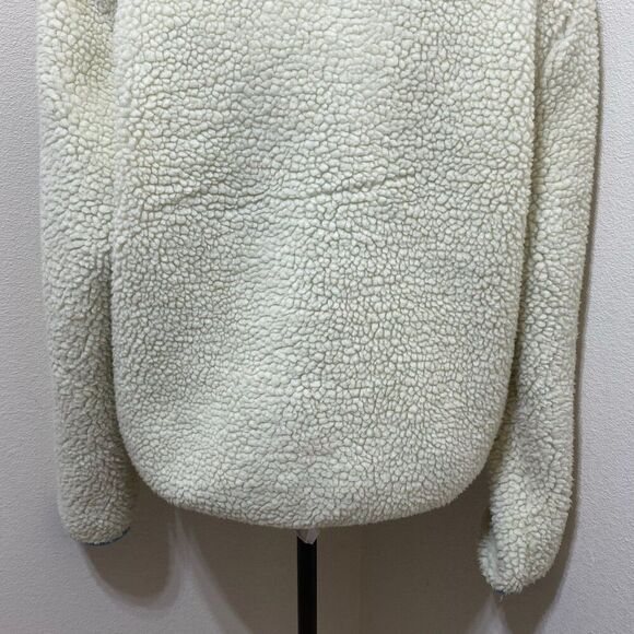 Ivory Ella Full Zip Faux Sherpa Jacket Ivory with Teal Trim Size Large - Picture 8 of 12